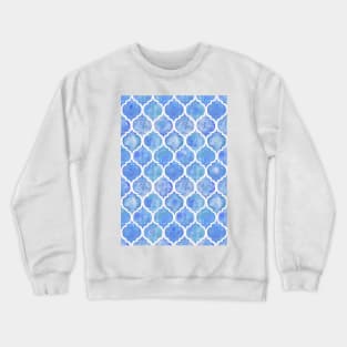 Cornflower Blue Moroccan Watercolor Pattern Crewneck Sweatshirt